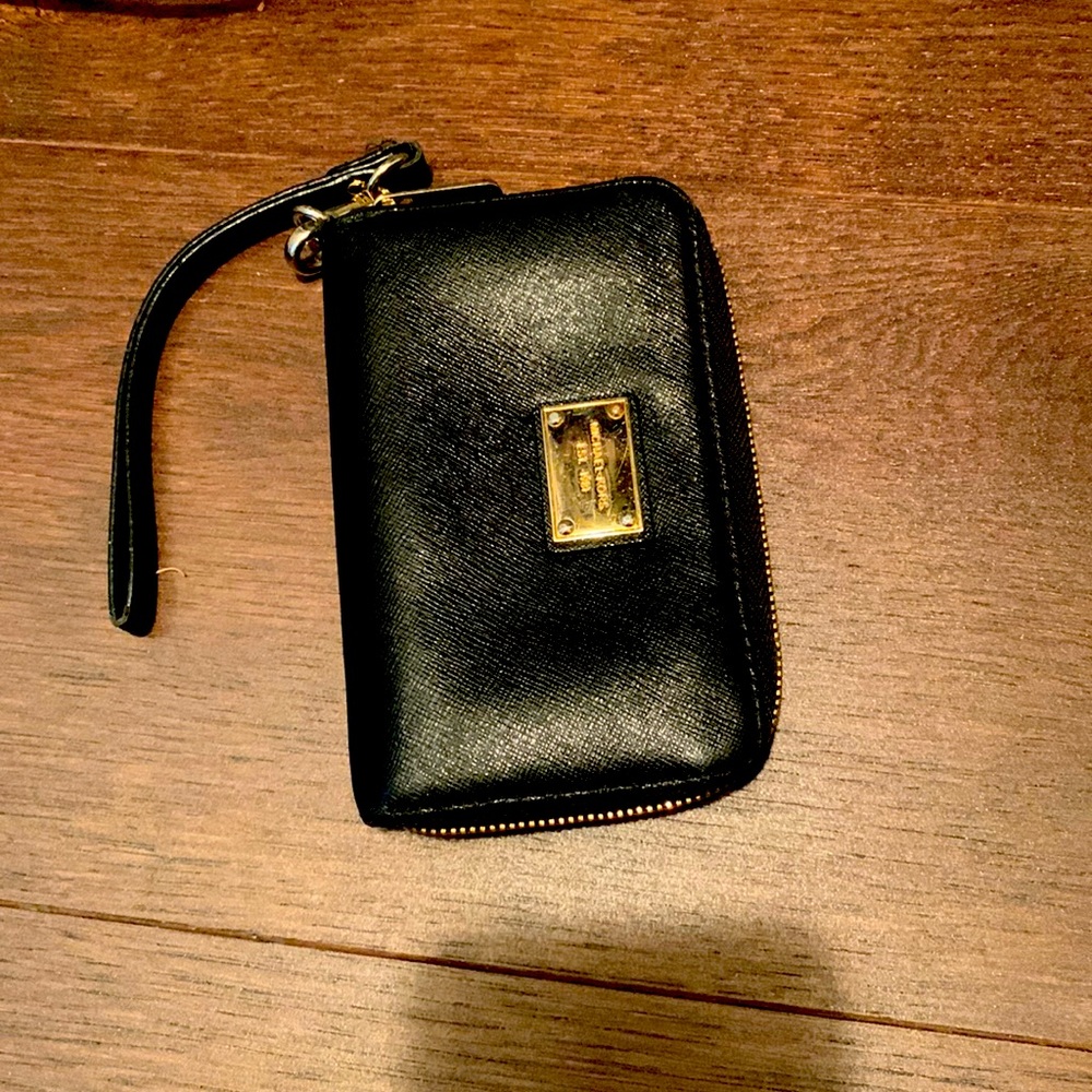 MK black leather wallet